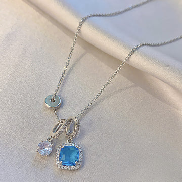 Women'S Super Shiny Blue Zircon Clavicle Necklace