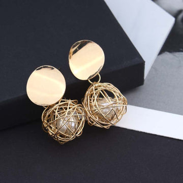 Vintage Geometric Pearl Stud Earrings Simple