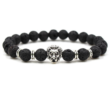 Bold Lion Carved Stone Bracelet For