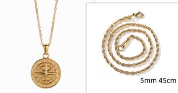 Stainless Steel Compass Circular Necklace Geometric