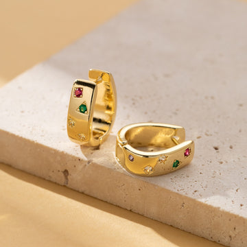 Personalized Multi Color Square Zircon Earrings Ring