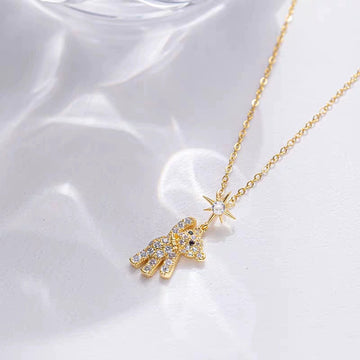 Women'S Cute Bear Necklace Titanium Steel