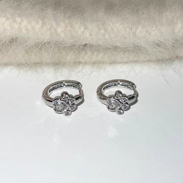 Female Diamond Studded Cat Paw Earrings