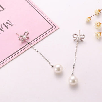 Sterling Silver Needle Bow Earrings Long