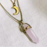 Moon Hexagonal Column Pendant Necklace For