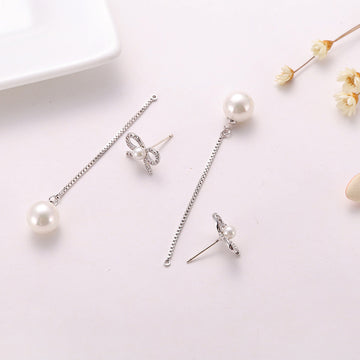 Sterling Silver Needle Bow Earrings Long