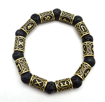 Asgard Crafted Silver Rune And Black Bracelet