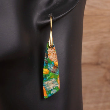 Geometric Flower Shape Pendant Earrings In