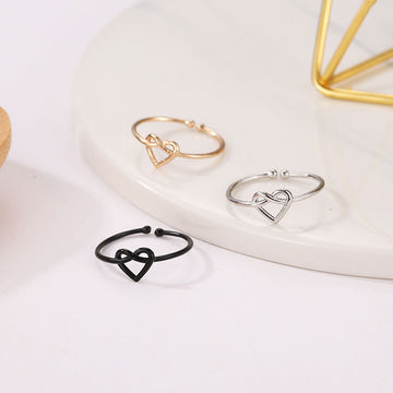 Hollow Love Ring Simple Heart-Shaped Adjustable