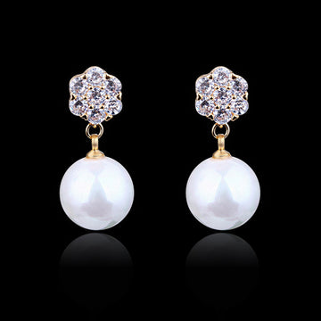 Round Pearl Long Earrings In S925