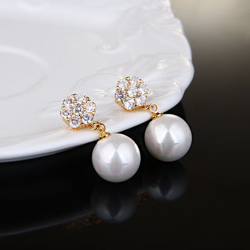 Round Pearl Long Earrings In S925