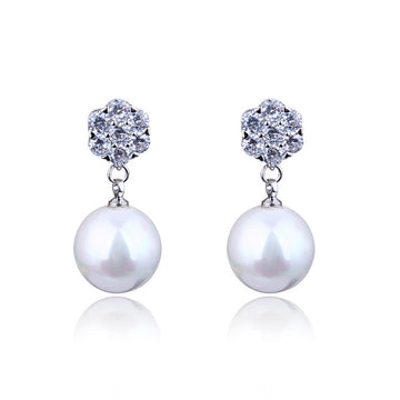 Round Pearl Long Earrings In S925