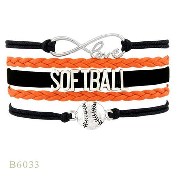 Perforated Letters Softball Baseball Braided Bracelet