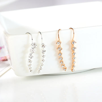 7 Inch Long Rhinestone Bridal Earrings