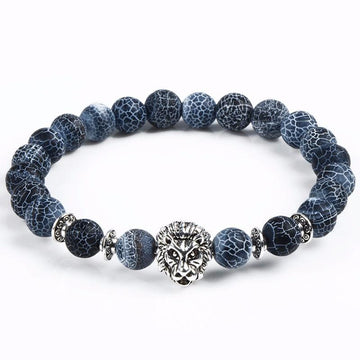 Bold Lion Carved Stone Bracelet For