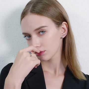 Women'S Black Long Fringed Zircon Earrings