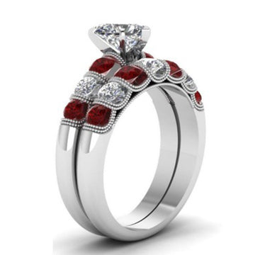 Statement Fashion Set Ring With Heart
