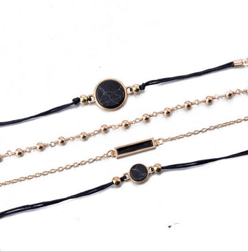 Black Turquoise Pattern Bracelet Handmade Chain
