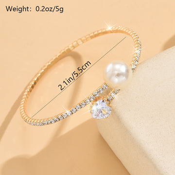 Women'S Pearl Heart Full Diamond Bracelet