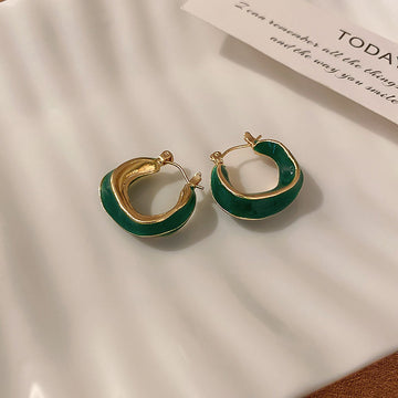 Dripping Glaze Geometric Irregular Round Earrings