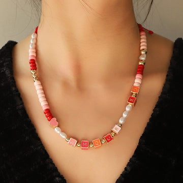 Colorful Beaded Necklace And Square English