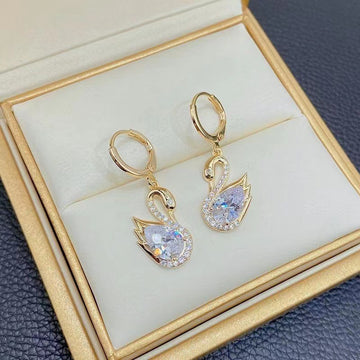 Sweet Rhinestone Swan Earrings Fashion Jewelry