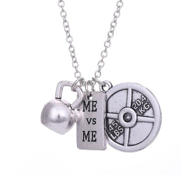 Dumbbell Barbell Couple Pendant Necklace Hypoallergenic