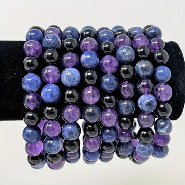 Purple Beaded Bracelet Unisex Glass Colored