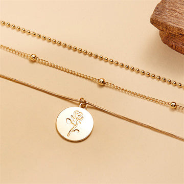 Women'S Multi Layer Necklace Simple Rose