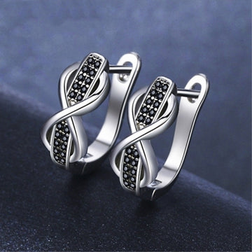 Copper Earrings Round Lines Micro Inlaid