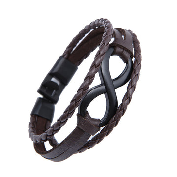 Alloy Lucky Figure 8 Leather Bracelet