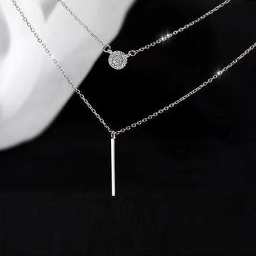 S925 Silver Color Double Chain Long Necklace