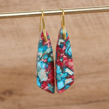 Geometric Flower Shape Pendant Earrings In