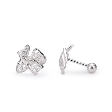 Bow Otica Silver Bow Stud Earrings