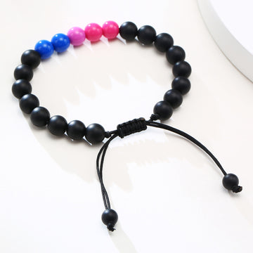 Acrylic Black Agate Beaded Bracelet Unisex