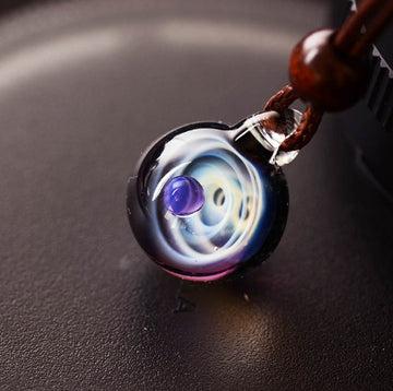 Cosmic Nebula Pendant Necklace Blue Starry
