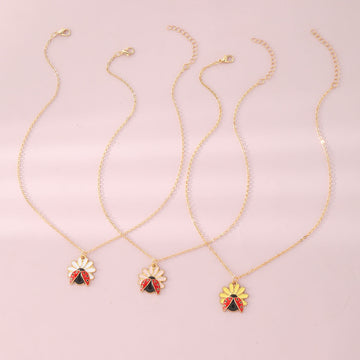 Children'S Jewelry Pastoral Style Flower Ladybug Necklace