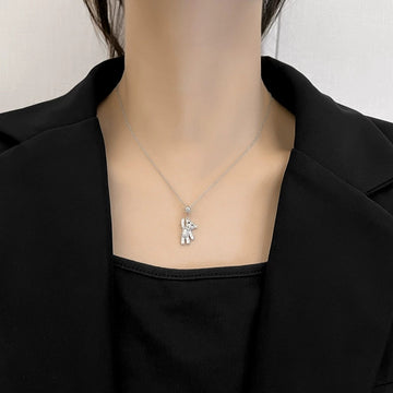 Women'S Cute Bear Necklace Titanium Steel