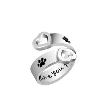 Hollow Love Dog Claw Ring Adjustable