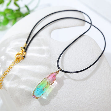 Women'S Transparent Geometric Diamond Crystal Necklace