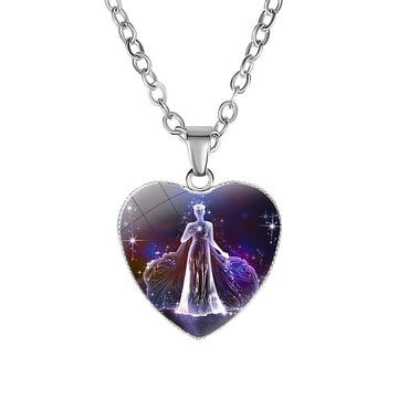 Women'S Zodiac Heart Pendant Necklace With