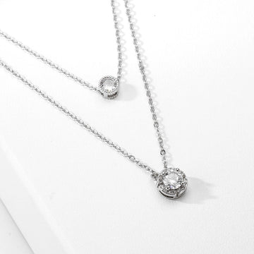 Sparkling Three Dimensional Zircon Pendant Necklace