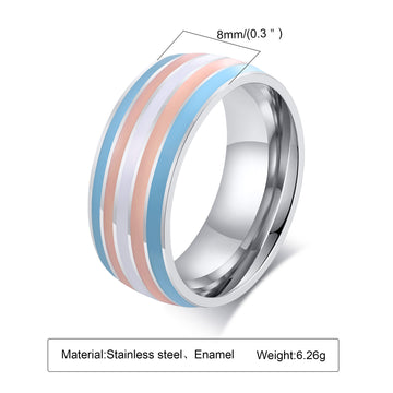 8Mm Men'S Rainbow Color Flag Ring