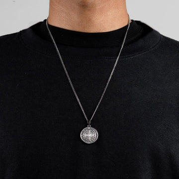 Stainless Steel Compass Circular Necklace Geometric