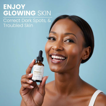 Eva Naturals Vitamin C Face Serum with Hyaluronic Acid Anti Aging Serum Reduce Dark Spots Acne and Wrinkles Brightening Skin Serum for Glowing Skin