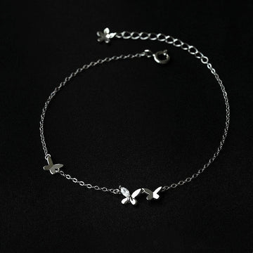 S925 Sterling Silver Butterfly Zircon Anklet