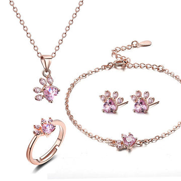 New Cat Bear Dog Paw Jewelry Necklace