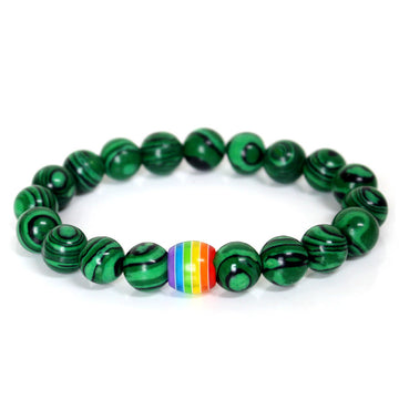 Rainbow Bead Bracelet Pride Natural Stone