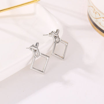 Hollow Diamond Square Stud Earrings For