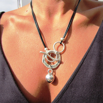 Bohemian Ring Leather Necklace With Ot